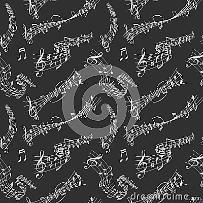 Vector music note melody symbols vector seamless pattern Vector Illustration