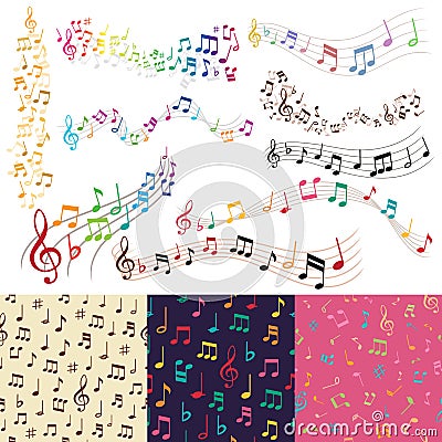 Vector music notes music melody background vector seamless pattern background Vector Illustration