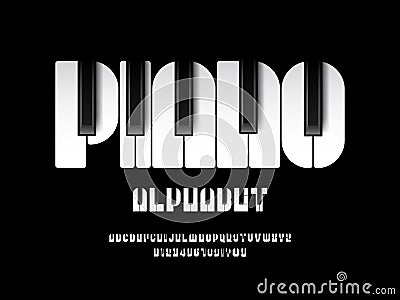 Piano font Vector Illustration