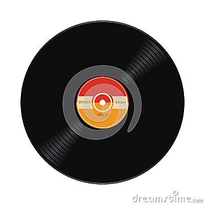 Vector music retro vinyl record flat icon Vector Illustration