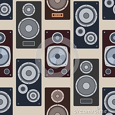 Vector music speakers seamless pattern. Music theme Vector Illustration