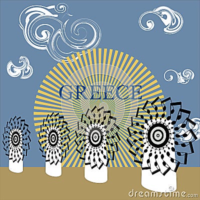 Vector musical greek traditional windmills Vector Illustration
