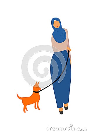 Vector - Muslim Woman Walk Side View Illustration Stock Photo