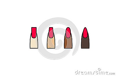 Vector nail shapes on different skin colors Vector Illustration