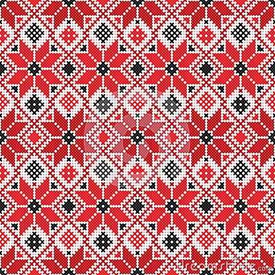 White-red-white Belarus ornament Vector Illustration