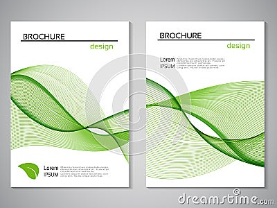 Vector natural brochure, design of nature, bio flyer with abstract wave design. Layout template with leaf. Aspect Ratio for A4 siz Vector Illustration