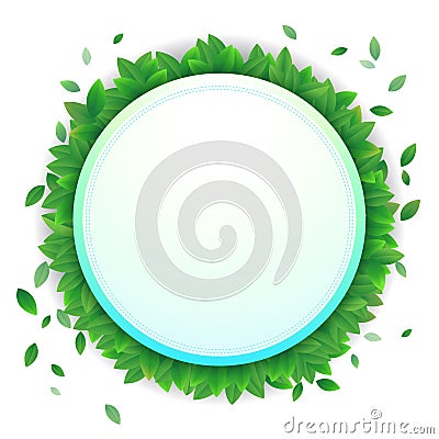 Vector nature background banner with green leaf frame Vector Illustration