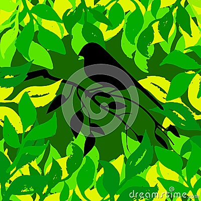 Vector nature illustration bird art design graphic animal style silhouette cute Cartoon Illustration