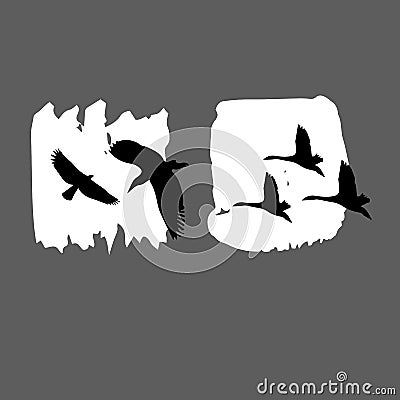 Vector nature illustration bird art design graphic animal style silhouette cute Cartoon Illustration