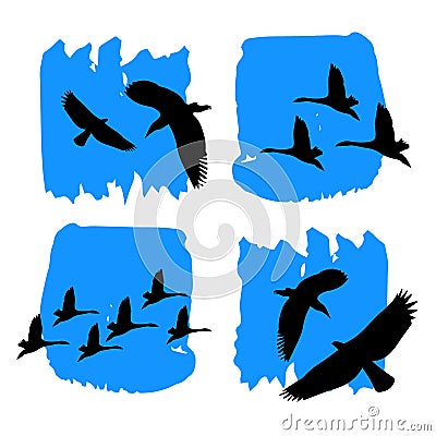 Vector nature illustration bird art design graphic animal style silhouette cute Cartoon Illustration