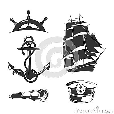 Vector nautical elements for vintage labels Vector Illustration