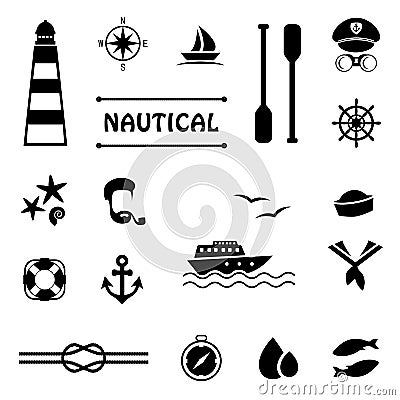 Vector nautical icons, Vector Illustration