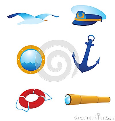 Vector nautical icons and logos Vector Illustration