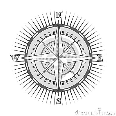 Vector nautical label. vintage compass, icon and design element. Vector Illustration