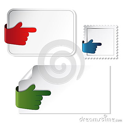 Vector navigation hands on the white stickers Vector Illustration