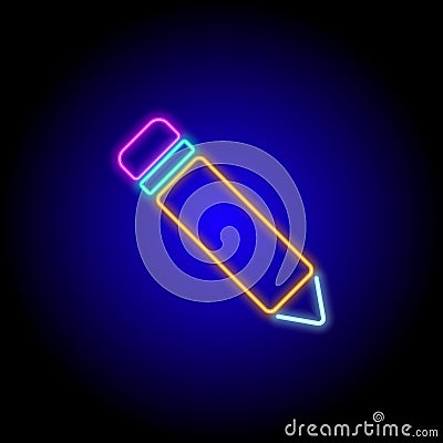 Vector neon flat design icon of education office tool wood pencil symbol Stock Photo