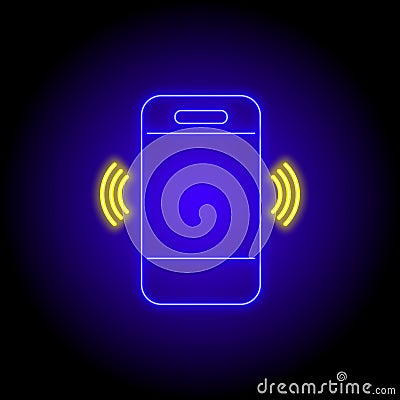 Vector neon flat design icon of vibrant mobile phone icon symbol Stock Photo