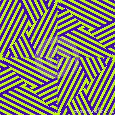 Vector neon green and purple geometric seamless pattern with stripes, lines Vector Illustration