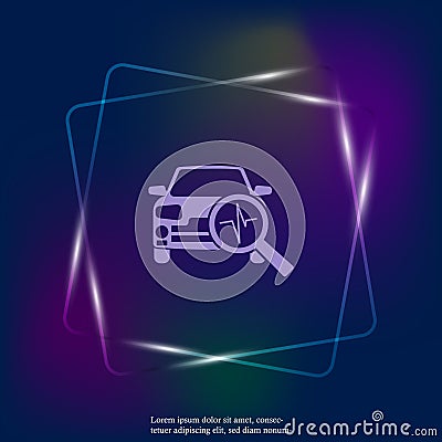 Vector neon light icon car diagnostics. Layers grouped for easy editing illustration. Vector Illustration