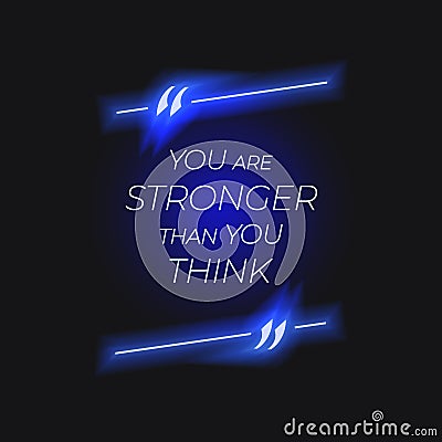 Vector Neon Motivational Poster, Sport Motivation Concept, Glowing Blue Text and Quote Frame. Vector Illustration