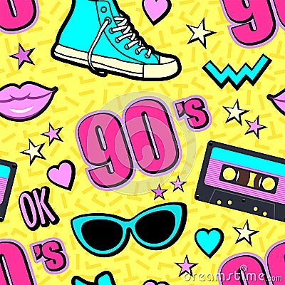 Vector neon pop background 80s, 90s Vector Illustration