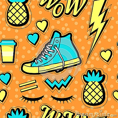 Vector neon pop background 80s, 90s Vector Illustration