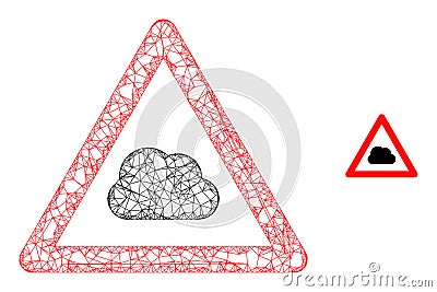 Network Mesh Cloud Warning Icon Vector Illustration