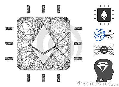 Net Ethereum Crystal Chip Vector Mesh Editorial Stock Photo