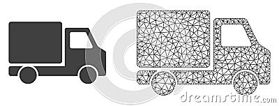 Vector Network Mesh Delivery Car and Flat Icon Vector Illustration