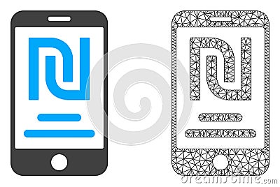 Vector Network Mesh Shekel Mobile Account and Flat Icon Vector Illustration