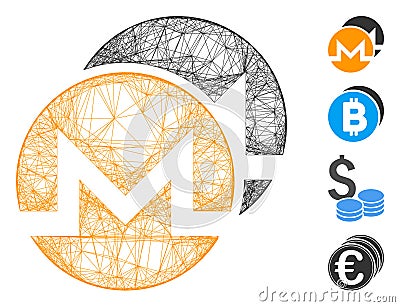 Hatched Monero Coins Vector Mesh Editorial Stock Photo