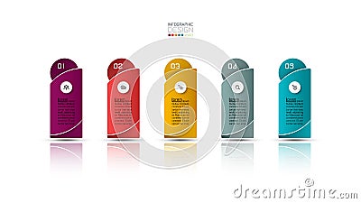 Vector new design of square has five option that can use presentation. Vector Illustration