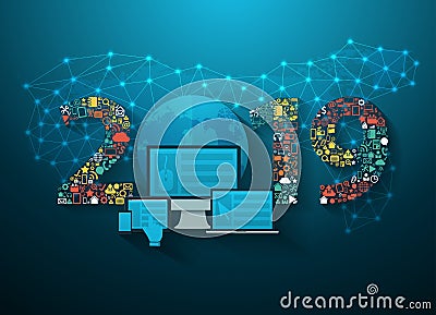 Vector 2019 new year business innovation technology set application Vector Illustration