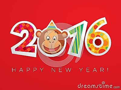 Vector New Year 2016 greeting card Vector Illustration