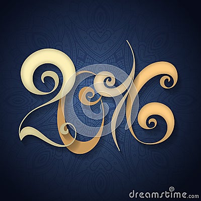 Vector 2016 New Year Holiday Template on Ornate Background Vector Illustration