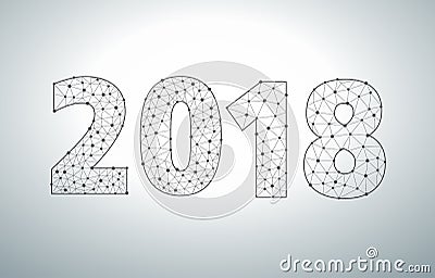 Vector 2018 new year with mesh stylish alphabet Vector Illustration