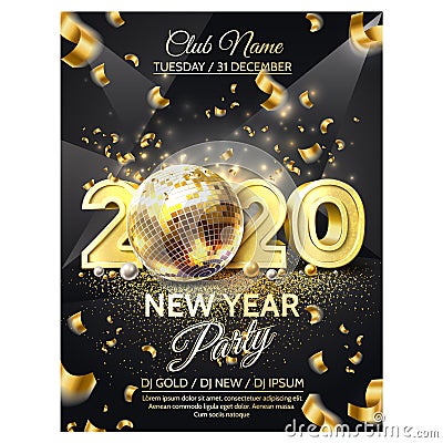 Vector 2020 new year party golden disco ball Vector Illustration