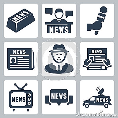 Vector news and journalism icons set Vector Illustration