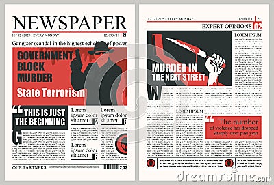 Vector newspaper template on the criminal theme Vector Illustration