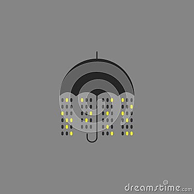 Vector Night City Rain Vector Illustration