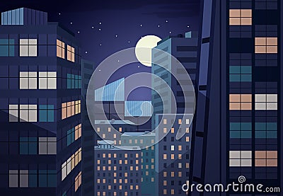 Vector night cityscape Vector Illustration