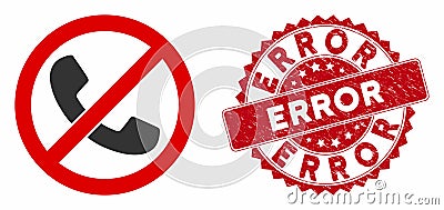 No Phones Icon with Scratched Error Stamp Stock Photo