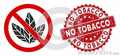 No Tobacco Icon with Scratched No Tobacco Seal Stock Photo