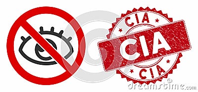 No Vision Icon with Scratched CIA Stamp Stock Photo