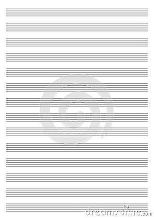 Vector Note Sheet, Musical Staff A4 Format. Vector Illustration