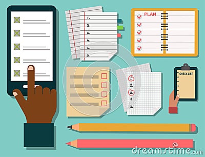 Vector notebook agenda business note plan work reminder planner organizer illustration. Vector Illustration