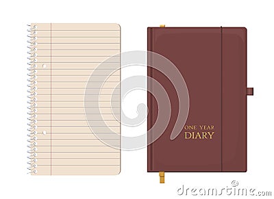 Vector notebook set. Notepad flat isolated illustration. Empty list. Diary Vector Illustration