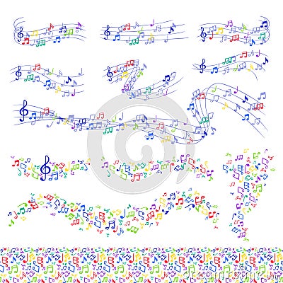 Vector notes music melody colorfull musician symbols melody text writting symphony Vector Illustration