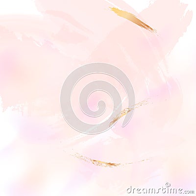 Vector Nude rose brush strokes with golden sparkles pattern, luxury outline decoration. Pastel pink delicate decoration background Vector Illustration