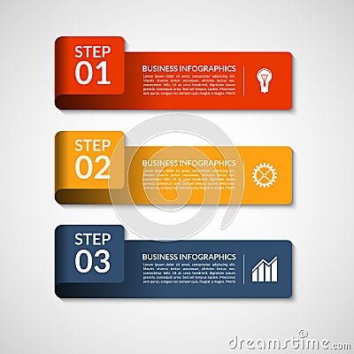 Vector number banners template for infographics. 3 steps business concept Vector Illustration